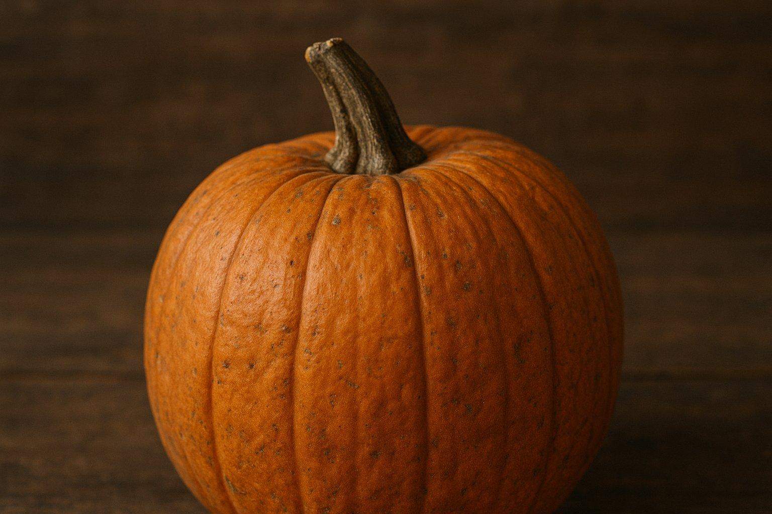 Zdjęcie dyni na ciemnym drewnianym tle, symbol jesieni i zdrowszego odżywiania