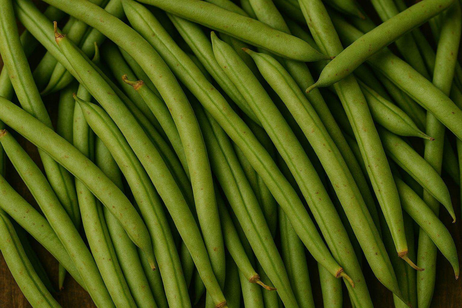 Zdjęcie fasolki szparagowej na ciemnym tle, naturalny i smaczny produkt